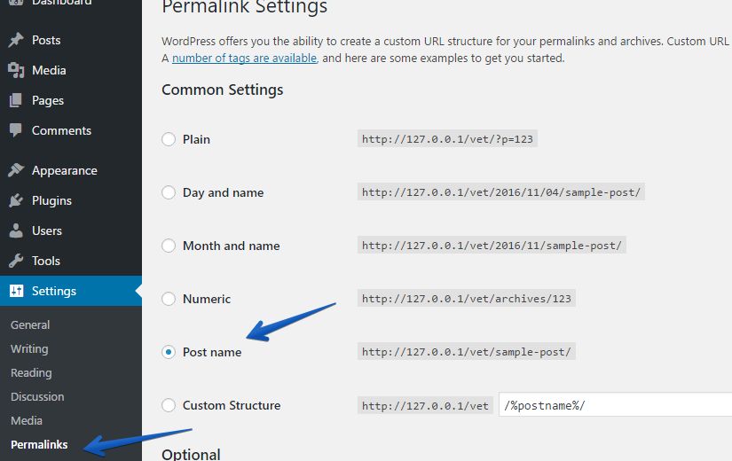Setting Permalinks