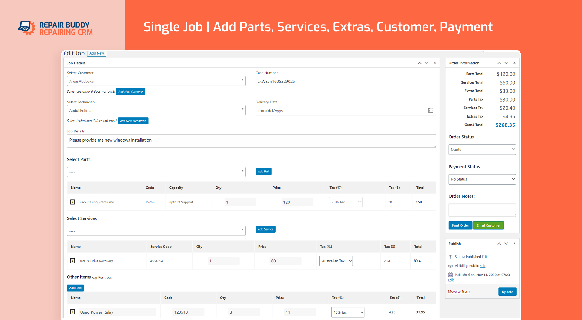 How technicians can manage Repair Jobs