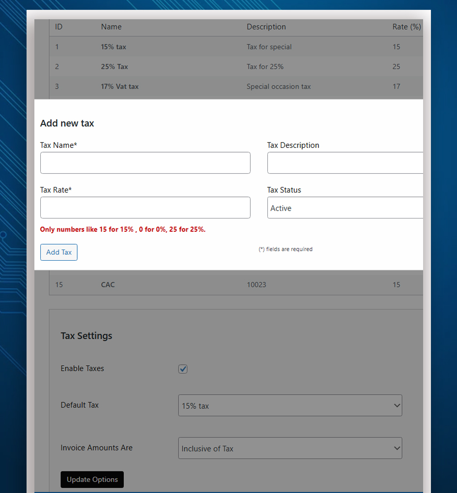 add taxes in RepairBuddy