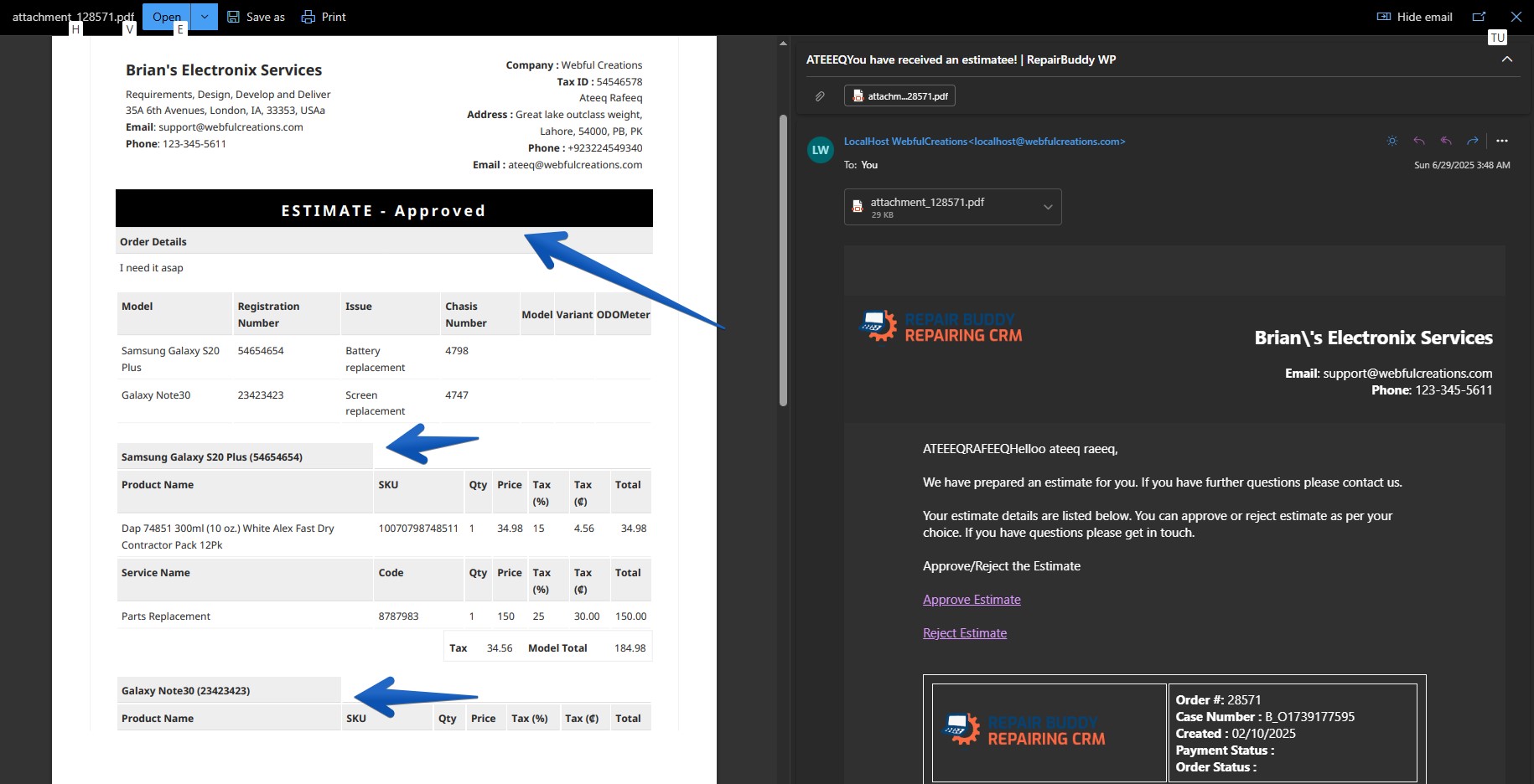 estimate for multiple devices