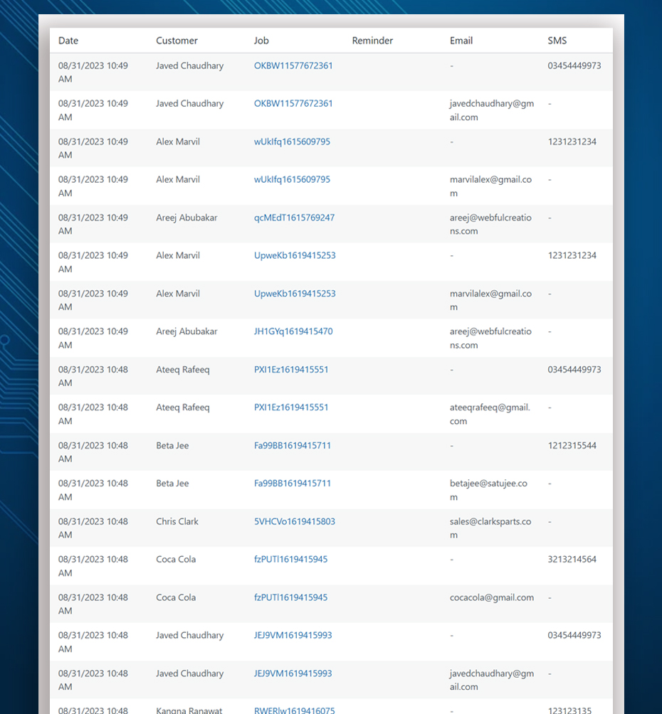 maintenance reminder logs