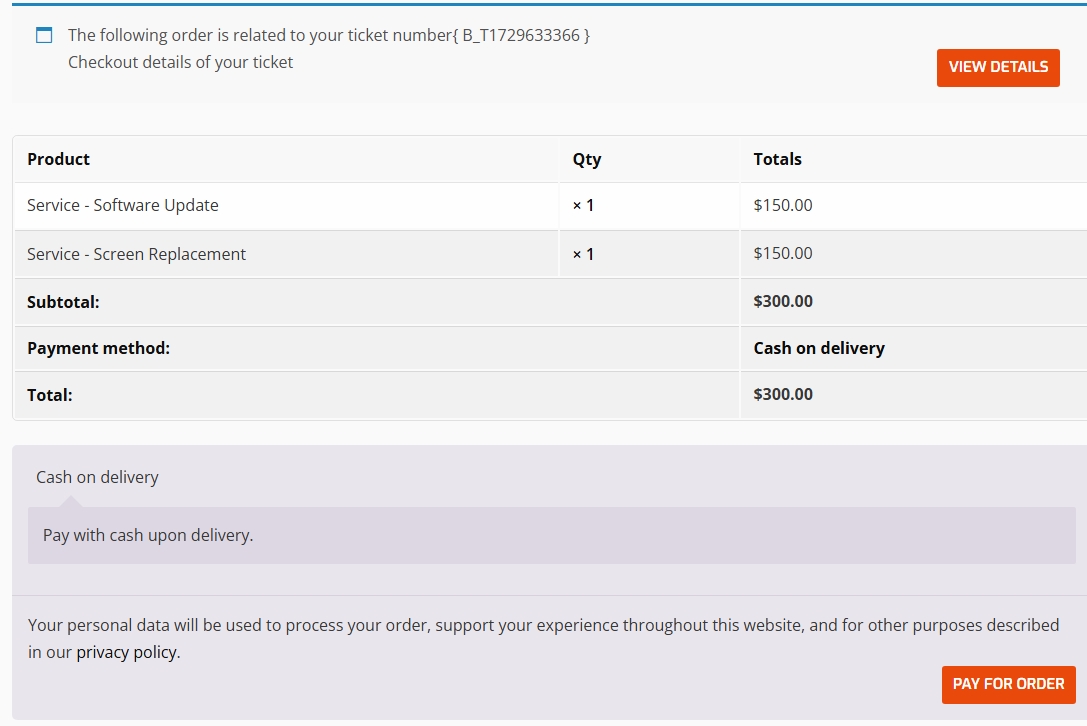 online payment for repair job