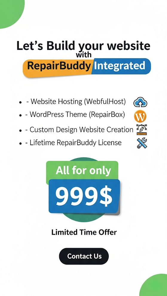 let's build your wordpress website with RepairBuddy