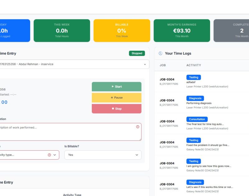 Track time for your repairs repair shop time tracking software