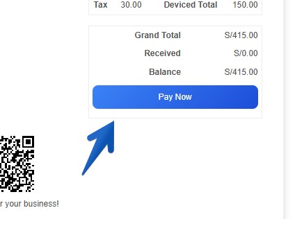 Just below grand total customer can see payment link if it have pending balance