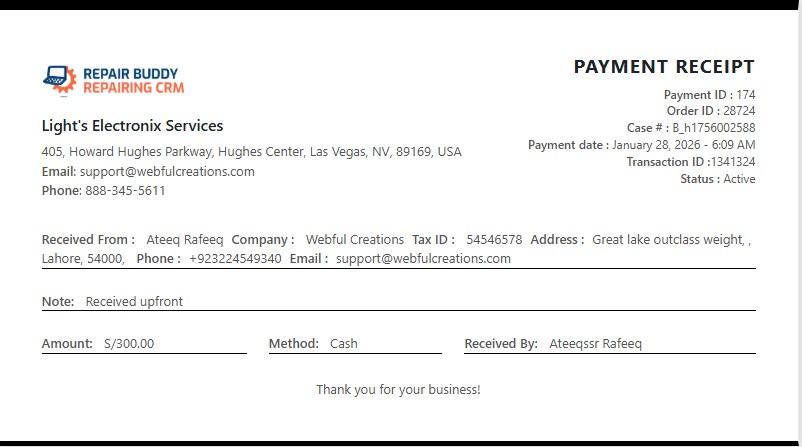 payment receipts are great to provide payment evidence to customer for upfronts and related payments
