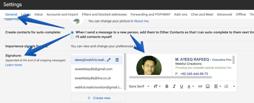 Create email signatures in Gmail