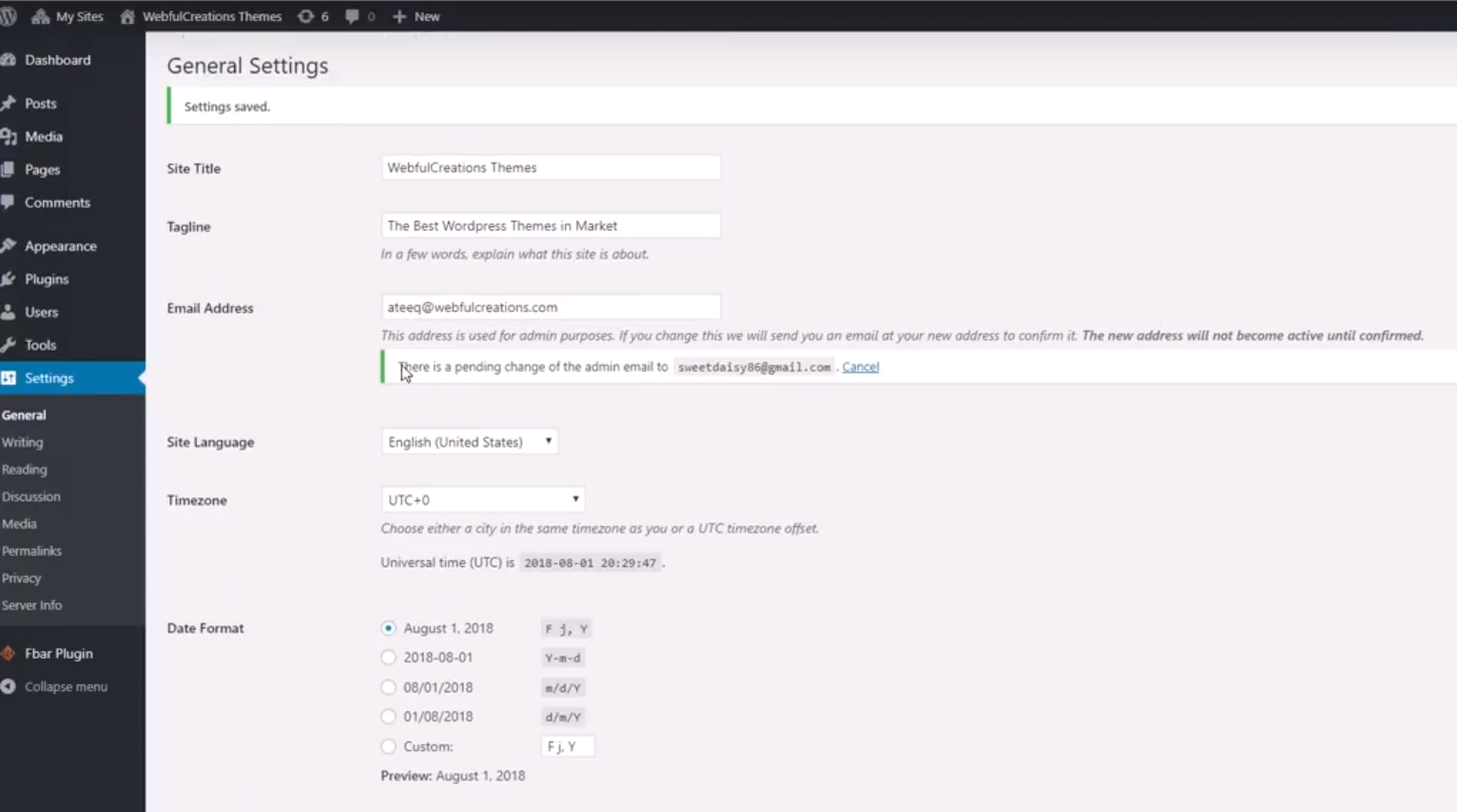 how to change user email in wordpress
