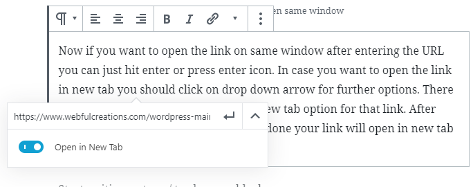 Open link in new tab WordPress Gutenberg
