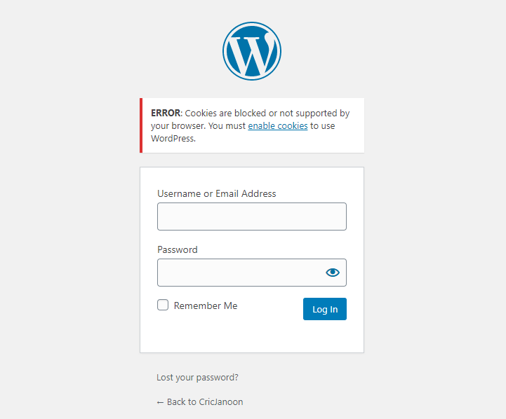 Error Cookies are blocked or not supported by your browser. You must