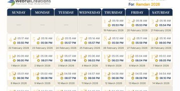 Ramdan Calendar Free Template Download