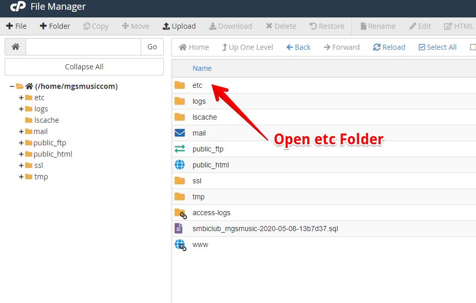 Open ETC folder from file manager