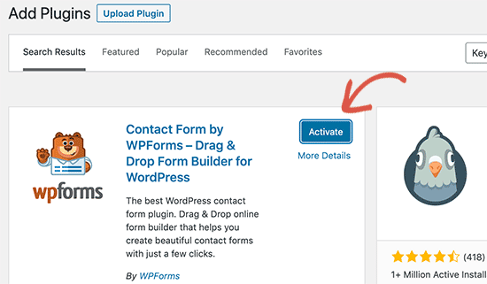 Activate an installed WordPress plugin