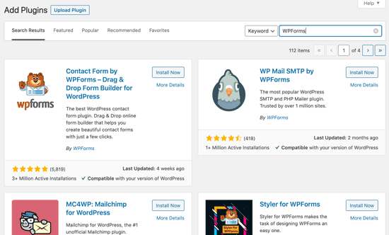 Search WordPress plugin in WP dashboard