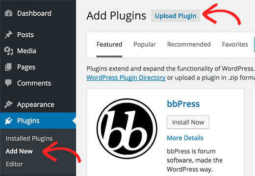 Upload plugin through WordPress backend