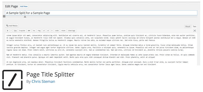 Page Title Splitter plugin