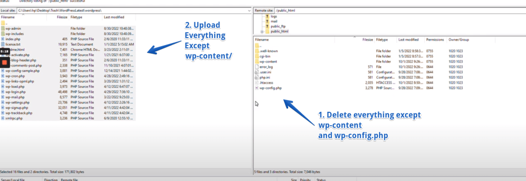Reinstall WordPress via FTP