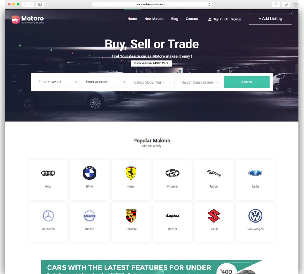 Motoro - Automotive Car Dealer WordPress Theme - Webful Creations Vision