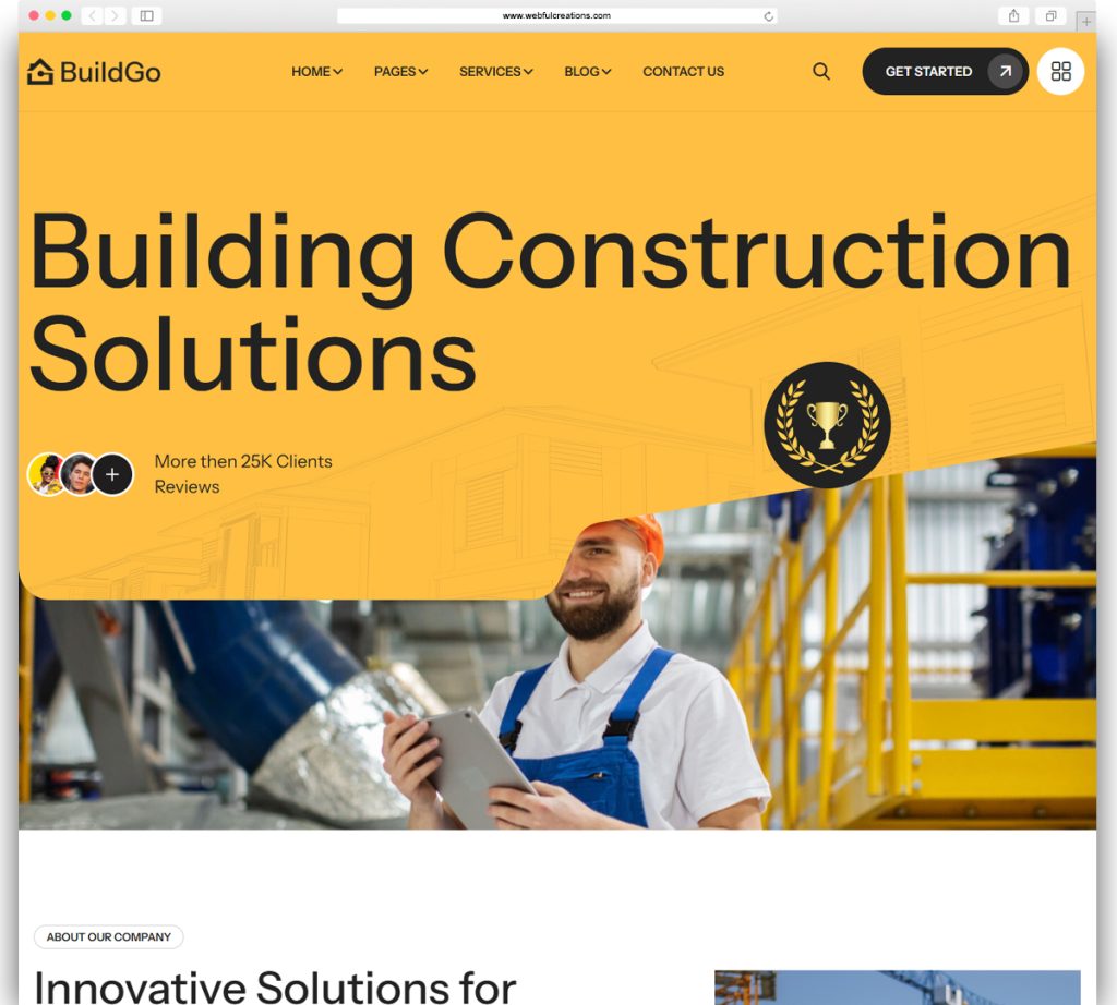 BuildGo - Construction WordPress Theme - Webful Creations Vision