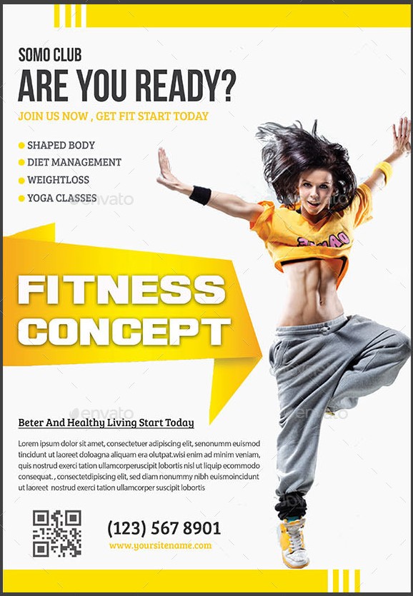 Fitness club and gym flyer template