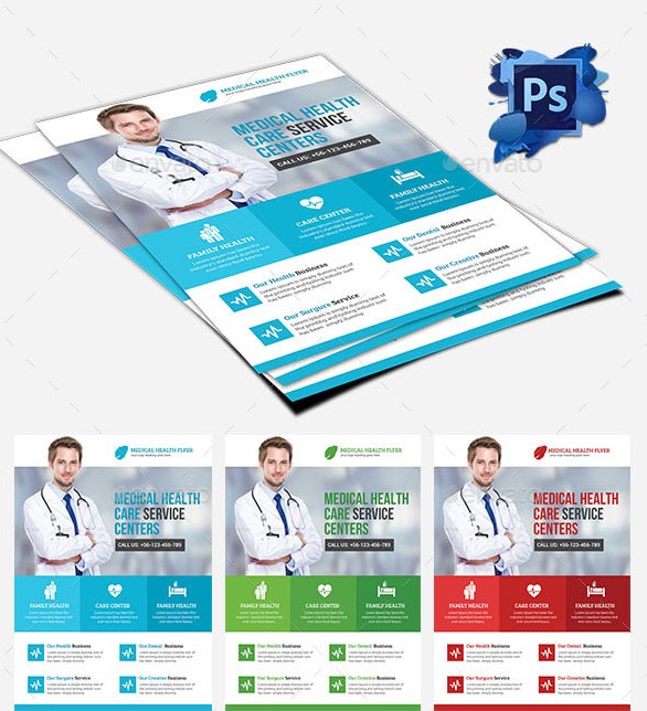 medical healthcare and doctor print flyer template
