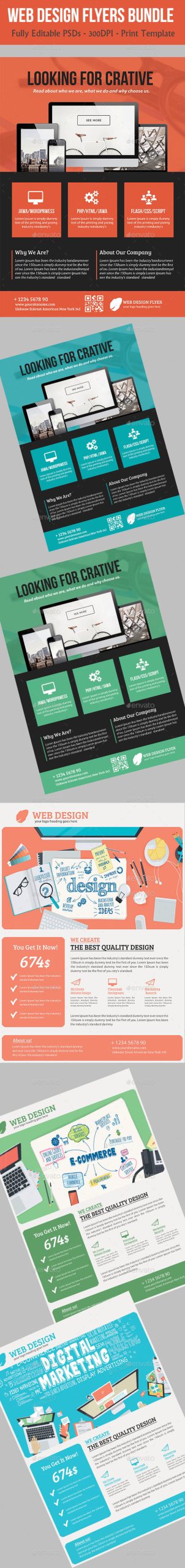 web design flyers bundle print templates
