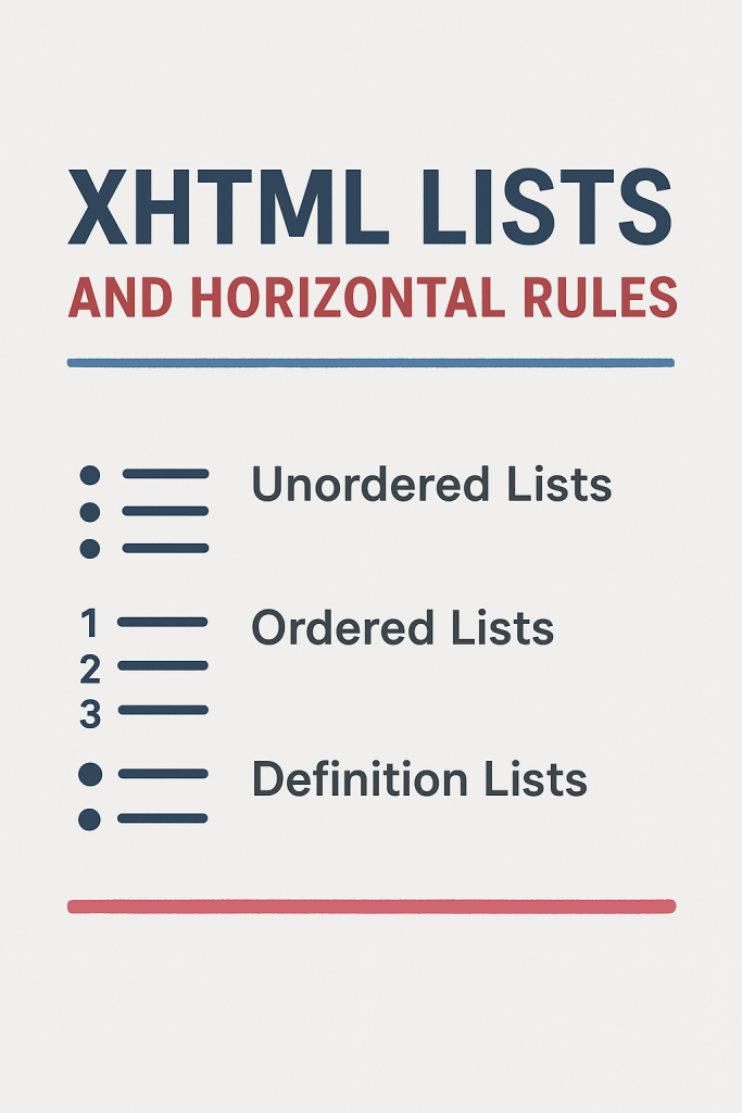 XHTML Unordered Lists, Ordered Lists, Definition Lists, and Horizontal Rulers